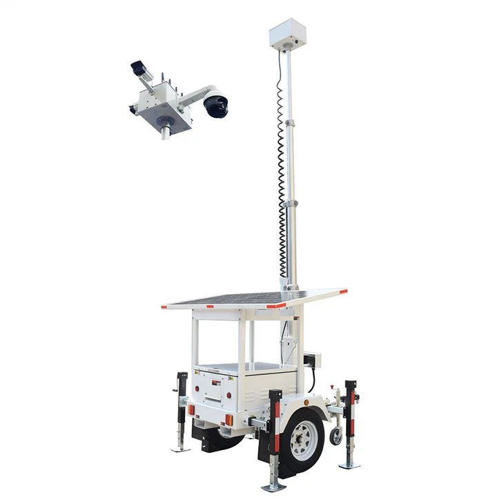 Portable Mobile High Mast Surveillance Solar Powered CCTV Trailer